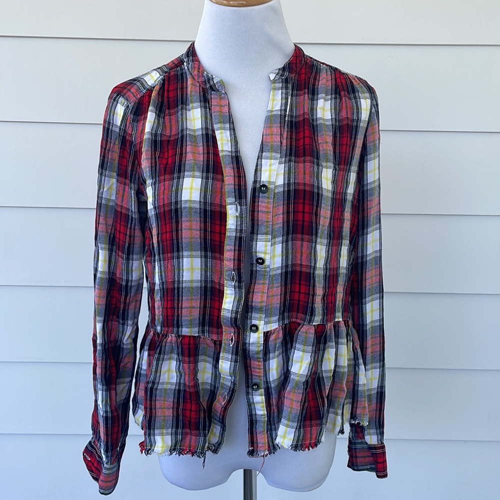 Splendid Checkered Ruffle Top